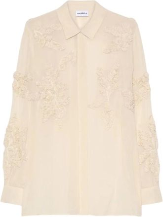 Marella Camisa de georgette bordada - Blouses & Shirts - Mujer - Beige - M