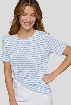 Rabe T-Shirt RABE, Damen, Gr. 36, ozean, Strick, Obermaterial: 60% Baumwolle, 40% Polyester, gestreift, normal h&uuml;ftbedeckend, Rundhals, Shirts T-Shirt, ges