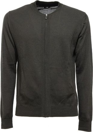 Hosio Lupo Zip - Heren - Vesten - Groen - S - Wol - Truien & Vesten