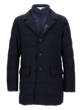 Fay Double-Breasted Blue Padded Quilted Puffer Jacket