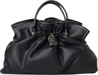 Ermanno Scervino Tote Bags, female, Black, Size: ONE SIZE Structured Satchel Bag with Top Zip