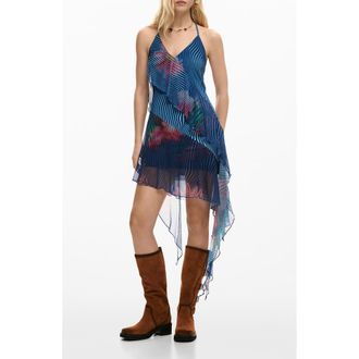 Desigual Asymmetric Halter Dress in Blue at Nordstrom, Size X-Small