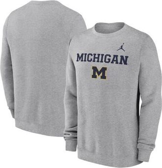 Jordan Brand Mens Jordan Brand Heather Gray Michigan Wolverines Primetime Primary Stack Pullover Sweatshirt at Nordstrom, Size Xx-Large