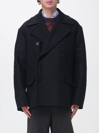 Dries Van Noten Double-Breasted Wool Caban Coat with Lapels and Patch Pockets