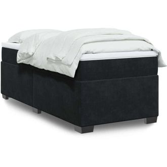 vidaXL Cama Box Spring Con Colch&oacute;n Terciopelo Negro 100x200 Cm Vidaxl