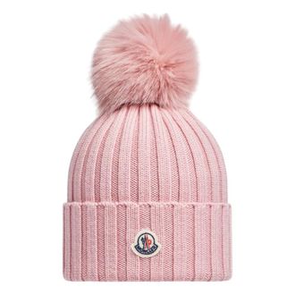 Moncler Berretto in lana merino con pompon - - Accessories - unisex - Rosa - ONE SIZE