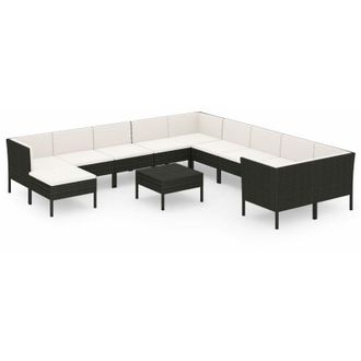 vidaXL 12 Pcs Garden Lounge Set Con Cojines De Prueba De Vime Pe