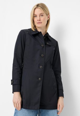 Fuchs Schmitt Kurzmantel FUCHS SCHMITT, Damen, Gr. 34, marine, Web, Obermaterial: 58% Baumwolle, 42% Polyester, unifarben, regular fit normal, mit Riegel abgesteppt