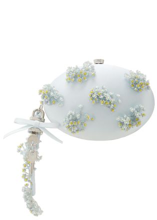 Self Portrait Oval Floral Bead-embellished Satin Clutch - Blue - One Size