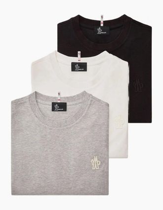 Moncler Mens Branded 3-Pack T-shirts Multicolour - Grey - Size: 42