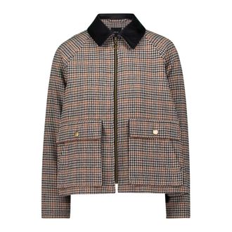 Zero Jassen, Dames, Veelkleurig, XS, Leer, Geruite Lichte Jas