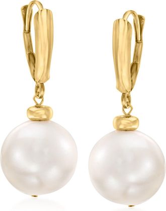 Ross-Simons 11.5-12.5mm Cultured Pearl Drop Earrings in 14kt Yellow Gold