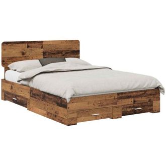 vidaXL Bed Frame with Headboard Old Wood 140 x 190 cm Engineered Wood vidaXL