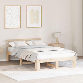 Berkfield Home Pine Wood Bed Frame Natural Solid Pine Wood 120 x 200 cm in Brown