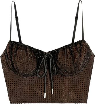 Area Top con cristalli - Marrone