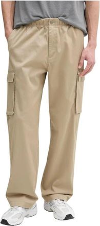 Calvin Klein Jeans Beige Rits en knoop Broek - Heren - Straight fit broeken - Beige - XL - Katoen - Broeken