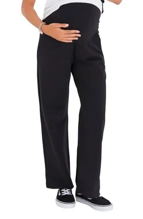 Accouch&eacute;e Simply Cool Foldover Waistband Stretch Cotton Jogger Pants in Black at Nordstrom, Size Large/x-Large