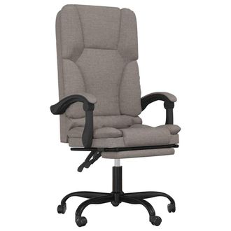 vidaXL Silla De Oficina Reclinable Con Masaje Tela Gris Taup&eacute; Vidaxl