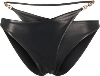 Versace Greca-detailed layered bikini bottom - women - Polyester/Elastane/Polyester/Elastane - 3 - Black