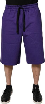 Dolce & Gabbana Bermuda Sweatshorts - Heren - Korte Broeken - Paars - L - Katoen - Korte Broeken