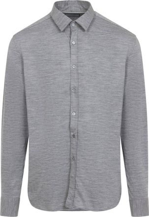 Canali Grey Wool Jersey Shirt-Uomo