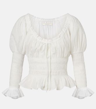 D&ocirc;en Baptisia shirred cotton voile top