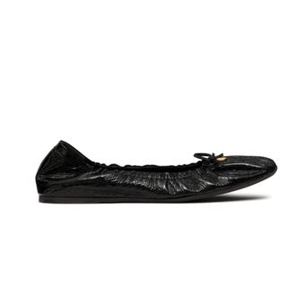 Valentino Ballerina Shoes, female, Black, 5 1/2 UK, Black Ruched Ballerina Shoes with VLogo