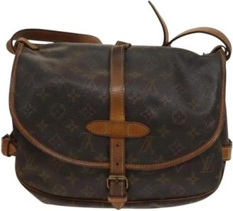 Louis Vuitton Tweedehands Canvas Louis Vuitton tassen - Dames - Vintage Schoudertas - Bruin - ONE Size - Leer - Vintage