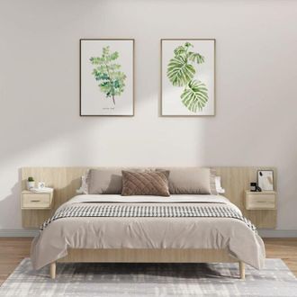vidaXL Testiera Letto con Comodini in Legno Multistrato Rovere Sonoma - Vidaxl