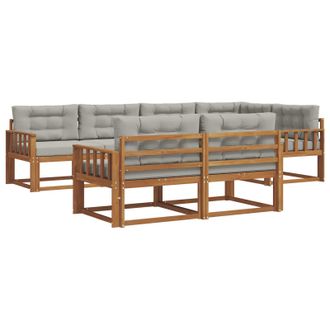 vidaXL Conjunto De Sof&aacute;s De Exterior 7 Pcs Natural Y Gris Claro Vidaxl