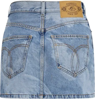 Fiorucci Womens Denim Mini Skirt Angel Print Medium Blue Cotton