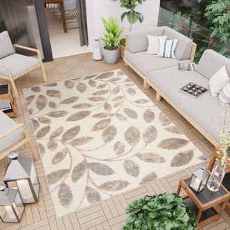 Tapiso Alfombra de exterior de polipropileno en crema y gris 140x200 cm