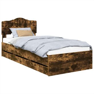 vidaXL Estructura De Cama Roble Ahumado 100 X 200 Cm Madera Ingenieril Vidaxl