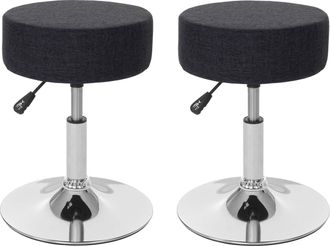 Hhg Hhg - Nunca Usado] Juego De 2 Taburetes 189, Taburete De Asiento Taburete De Maquillaje, Altura Regulable &Oslash; 35cm, Textil, Gris Oscuro