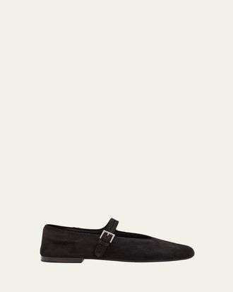 The Row Boheme Suede Mary Jane Ballerina Flats