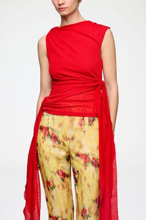 Ganni Top in Marl Mesh - Size 34 Goji Berry