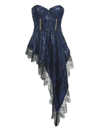 Self Portrait 2019 Sequins Lace top - women - Polyester - 10 - Blue