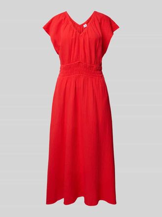 GAP Midiikleid mit V-Ausschnitt und Volantärmeln in Rot, Größe XS