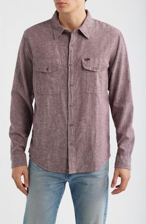 AG - Adriano Goldschmied Miller CPO Linen & Cotton Button-Up Shirt in Sierra Currant at Nordstrom, Size Xx-Large