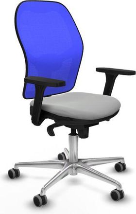 Piqueras y Crespo Piqueras Y Crespo - Jorquera Sincro Malla Azul Similpiel Gris Claro Brazos 3d Base Aluminio Ruedas 65mm Engomada