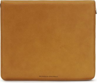 Brunello Cucinelli Mens Laptop Case Natural Calf Leather Umbrellas Accessory