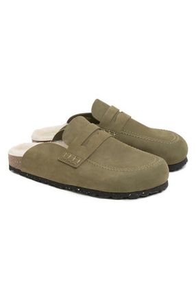 Celtic & Co. Sheep Lined Penny Loafer Clog in Khaki at Nordstrom, Size 10B Uk