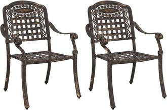 vidaXL Garden Chair 2 pcs Bronze 55 x 56.5 x 91cm Aluminium Vidaxl