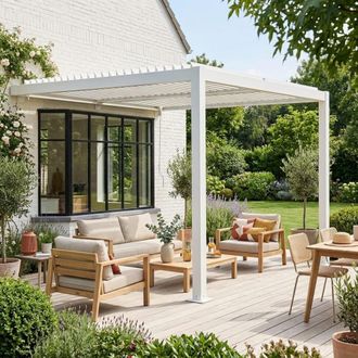 Sweeek P&eacute;rgola bioclim&aacute;tica 3x3m de aluminio adosada con lamas orientables