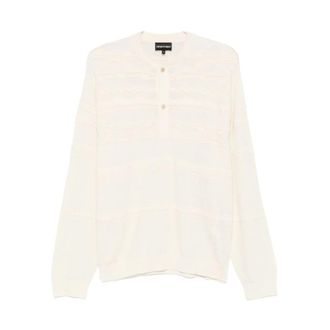 Emporio Armani Round-neck Knitwear, male, White, Size: S Lyon Cotton Blend Crewneck Sweater