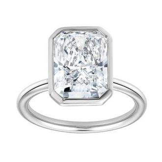 LuvMyJewelry Nerina 14K Gold Radiant Bezel Lab Grown Diamond Solitaire Engagement Ring - 5 Cts in 14K White Gold at Nordstrom, Size 6.5