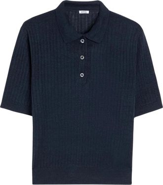 Aspesi Polo van puur linnen garen - Dames - Polos - Blauw - M - Linnen - Tops