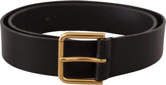 Dolce & Gabbana Womens Leather Belt Black Gold Buckle - Size 85 cm