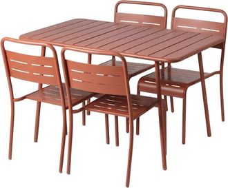 Concept Usine Juego de mesa de jard&iacute;n de 120 cm y 4 sillas de terracota