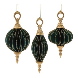 Melrose International Glittered Folded Paper Ornaments (Set of 6) - Green, Gold